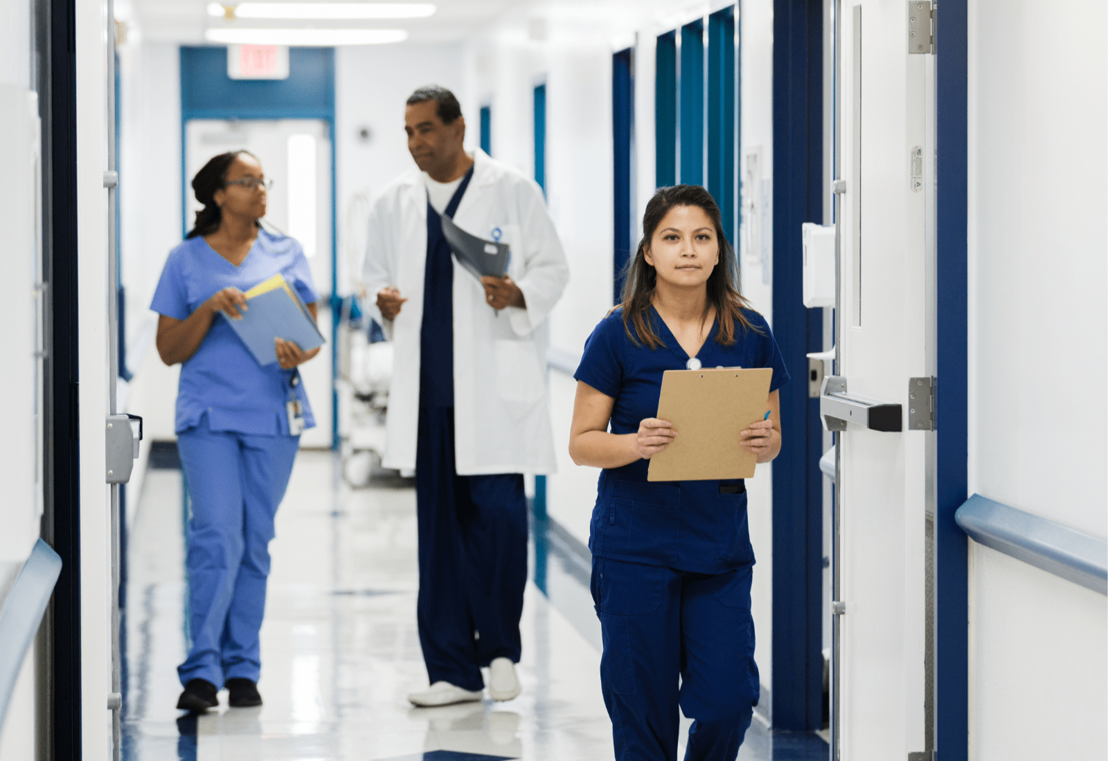 Permanent Nurses Walking in Hospital
